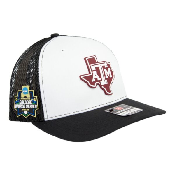 Texas A&M Aggies 2024 Men's College World Series 3D Snapback Trucker Hat- White/ Black