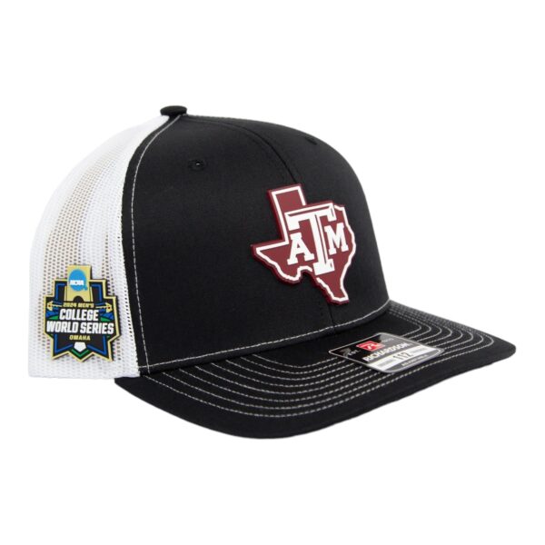 Texas A&M Aggies 2024 Men's College World Series 3D Snapback Trucker Hat- Black/ White