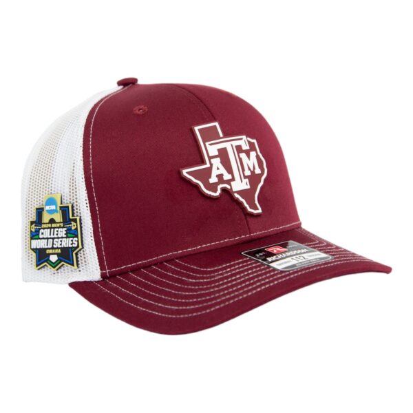 Texas A&M Aggies 2024 Men's College World Series 3D Snapback Trucker Hat- Cardinal/ White