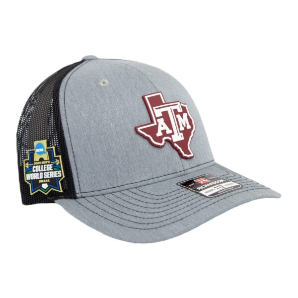 Texas A&M Aggies 2024 Men's College World Series 3D Snapback Trucker Hat- Heather Grey/ Black