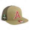 Arkansas Razorbacks Baseball Script A 2025 College World Series 3D Snapback Seven-Panel Flat Bill Trucker Hat- Pale Loden