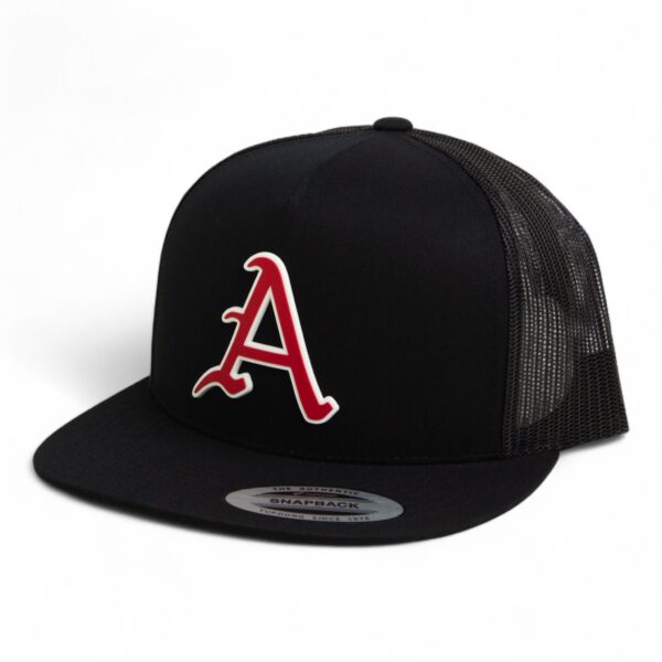 Arkansas Razorbacks Baseball Script A 3D YP Snapback Flat Bill Trucker Hat- Black