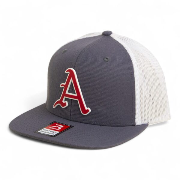 Arkansas Razorbacks Baseball Script A 3D Wool Blend Flat Bill Hat- Charcoal/ White