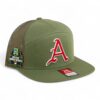 Arkansas Razorbacks Baseball Script A 2025 College World Series 3D Snapback Seven-Panel Flat Bill Trucker Hat- Loden Green
