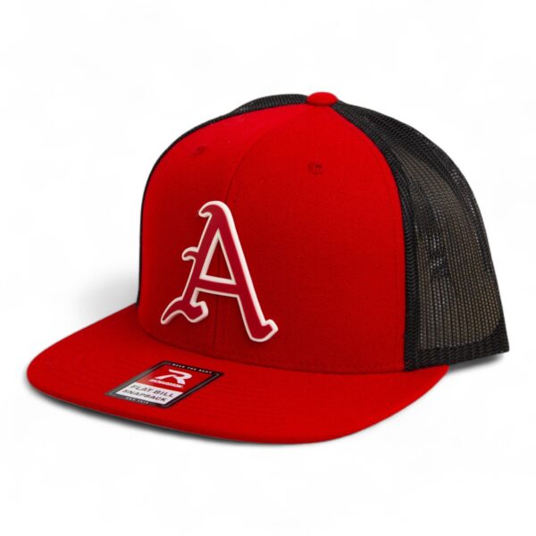 Arkansas Razorbacks Baseball Script A 3D Wool Blend Flat Bill Hat- Red/ Black
