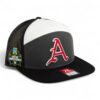 Arkansas Razorbacks Baseball Script A 2025 College World Series 3D Snapback Seven-Panel Flat Bill Trucker Hat- Charcoal/ White/ Black