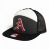 Arkansas Razorbacks Baseball Script A 3D Snapback Seven-Panel Flat Bill Trucker Hat- Charcoal/ White/ Black