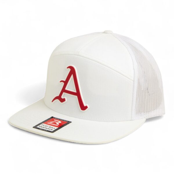 Arkansas Razorbacks Baseball Script A 3D Snapback Seven-Panel Flat Bill Trucker Hat- White