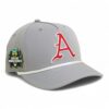 Arkansas Razorbacks Baseball Script A 2025 College World Series 3D Five Panel Classic Rope Hat- Grey/ White