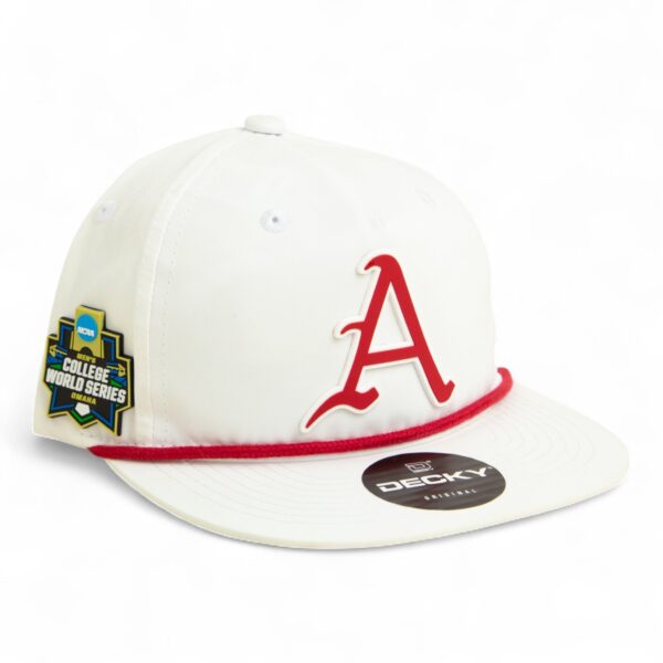 Arkansas Razorbacks Baseball Script A 2025 College World Series 3D Classic Rope Hat- White/ Red