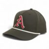 Arkansas Razorbacks Baseball Script A 3D Five Panel Classic Rope Hat- Dark Olive Green/ White