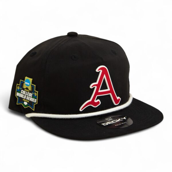 Arkansas Razorbacks Baseball Script A 2025 College World Series 3D Classic Rope Hat- Black/ White