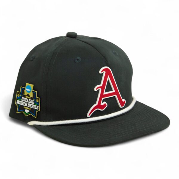 Arkansas Razorbacks Baseball Script A 2025 College World Series 3D Classic Rope Hat- Charcoal/ White