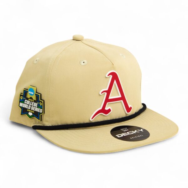 Arkansas Razorbacks Baseball Script A 2025 College World Series 3D Classic Rope Hat- Birch/ Black