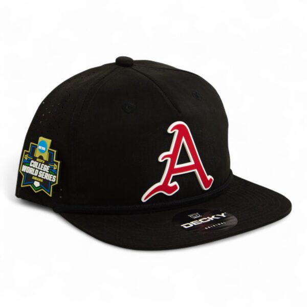 Arkansas Razorbacks Baseball Script A 2025 College World Series 3D Perforated Rope Hat- Black