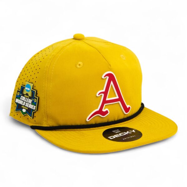 Arkansas Razorbacks Baseball Script A 2025 College World Series 3D Perforated Rope Hat- Biscuit/ Black