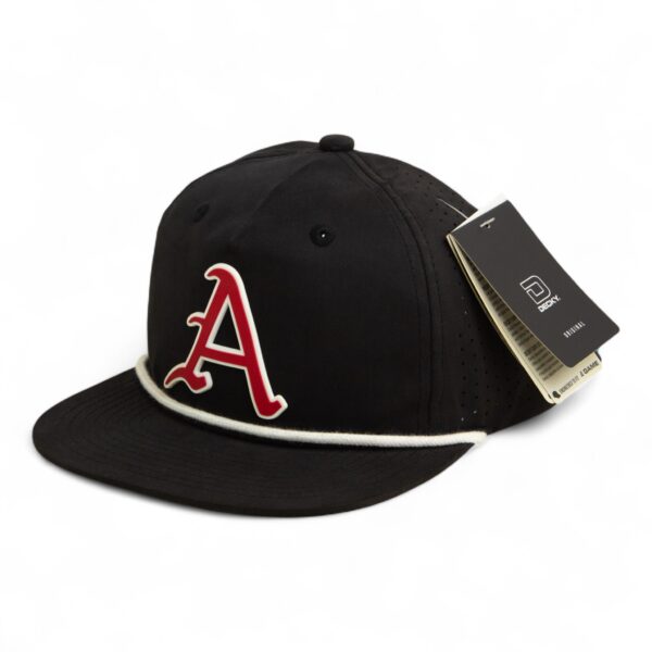 Arkansas Razorbacks Baseball Script A 3D Perforated Rope Hat- Black/ White