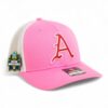Arkansas Razorbacks Baseball Script A 2025 College World Series 3D Snapback Trucker Hat- Pink/ White