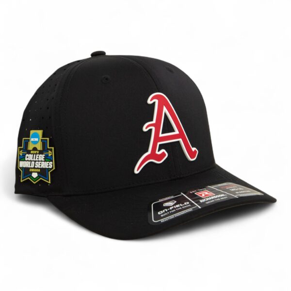 Arkansas Razorbacks Baseball Script A 2025 College World Series 3D Laser Perf R-Flex Cap- Black