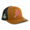 Arkansas Razorbacks Baseball Script A 2025 College World Series 3D YP Snapback Trucker Hat- Caramel/ Black