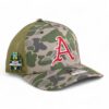 Arkansas Razorbacks Baseball Script A 2025 College World Series 3D Snapback Trucker Hat- Marsh Duck Camo/ Loden