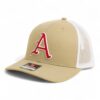 Arkansas Razorbacks Baseball Script A 3D Snapback Trucker Hat- Tan/ White