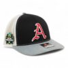 Arkansas Razorbacks Baseball Script A 2025 College World Series 3D Snapback Trucker Hat- Black/ White/ Heather Grey