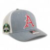 Arkansas Razorbacks Baseball Script A 2025 College World Series 3D Snapback Trucker Hat- Heather Grey/ White