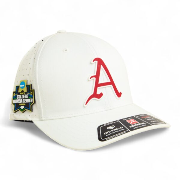 Arkansas Razorbacks Baseball Script A 2025 College World Series 3D Laser Perf R-Flex Cap- White